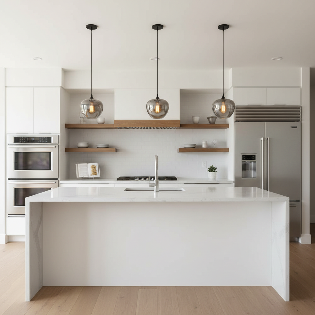 Luster Gaze Veridian Haze Glass Pendant - modern American kitchen