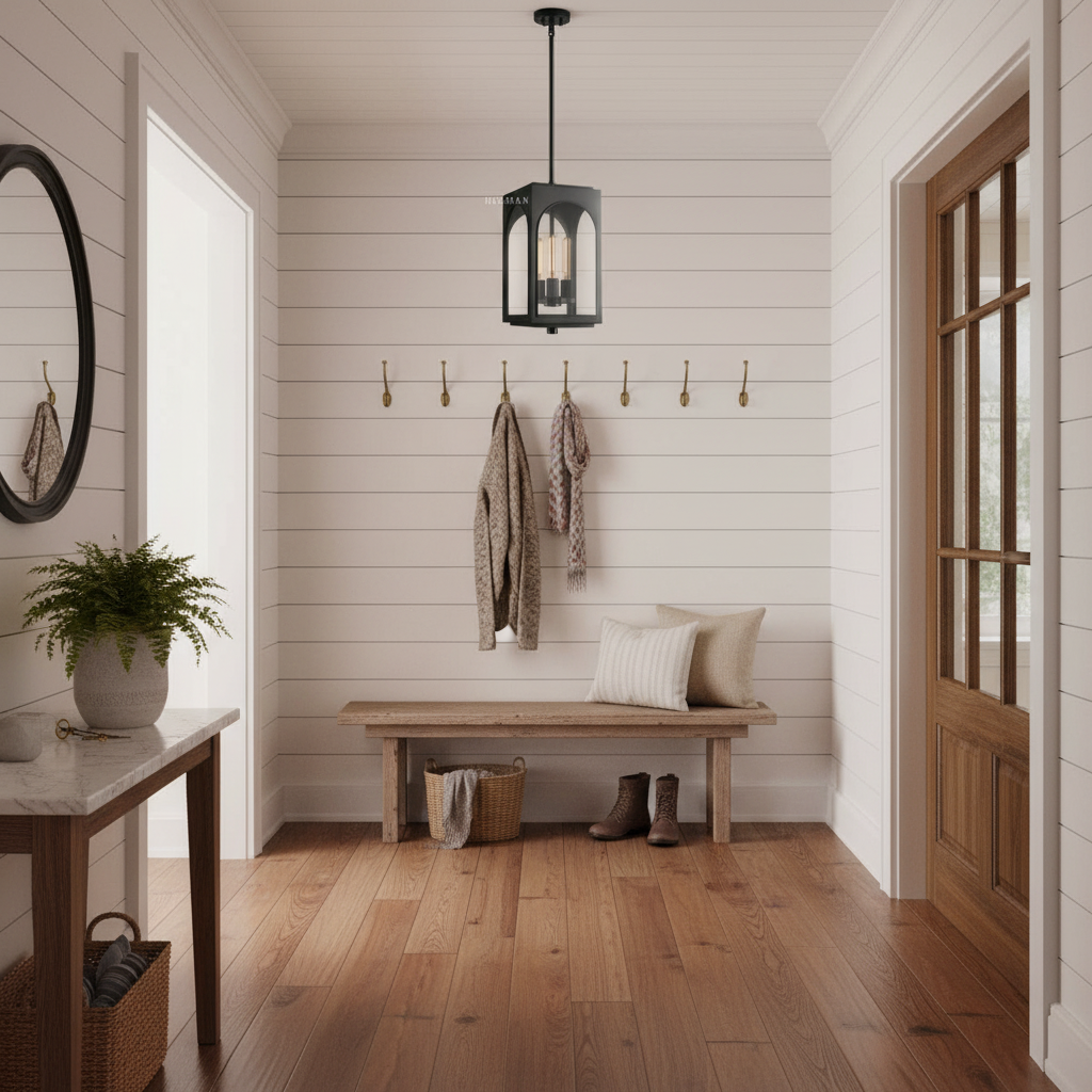 Luster Gaze Veridian Archway Outdoor Pendant - small American hallway or mudroom entry