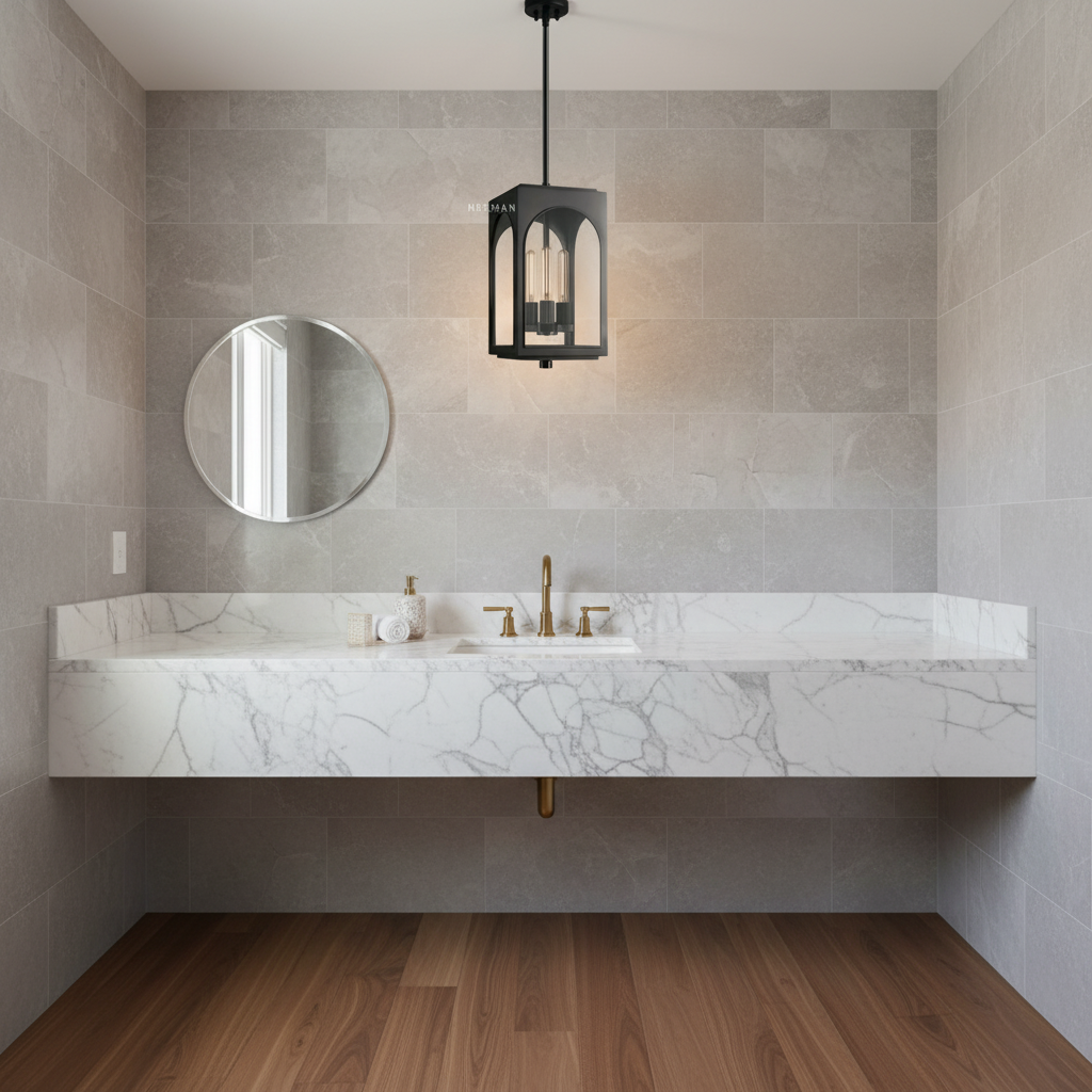 Luster Gaze Veridian Archway Outdoor Pendant - elegant American powder room