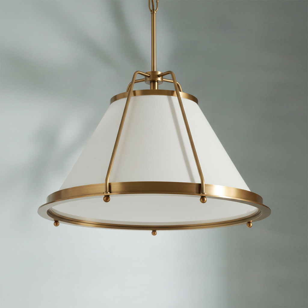 Luster Gaze Artisan Brass & Linen Pendant - Background Shot