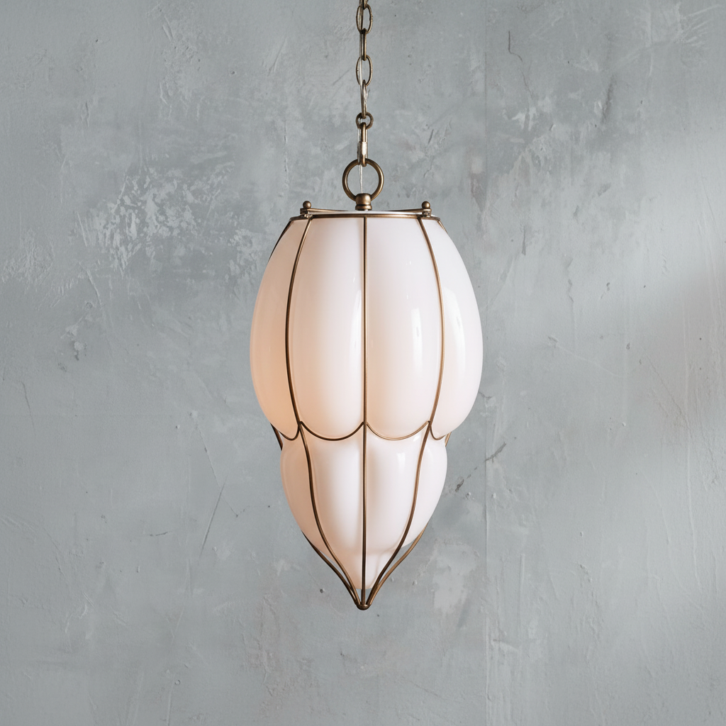 Luster Gaze Veridian Bloom Glass Pendant - Background Shot