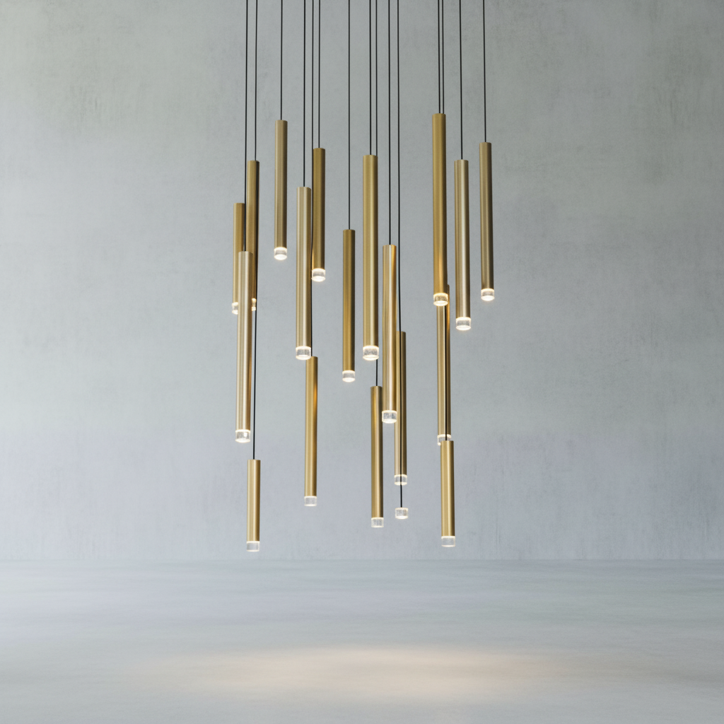 Luster Gaze Aura Cascade Tube Pendant Light - Background Shot