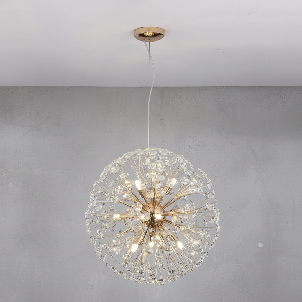 Luster Gaze Stellar Bloom Spherical Crystal Pendant - Background Shot