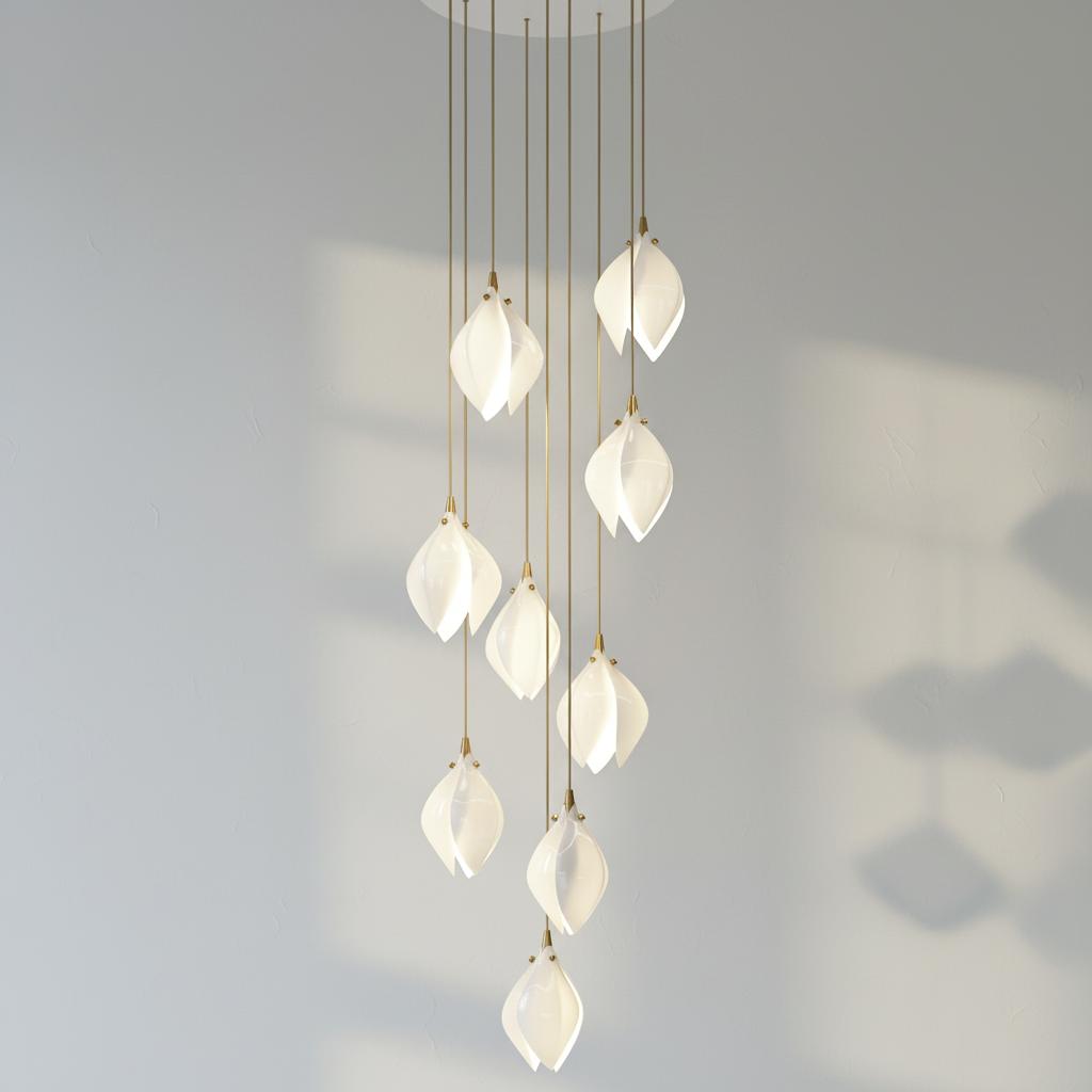 Luster Gaze Porcelain Petal Cascade Pendant Light - Background Shot