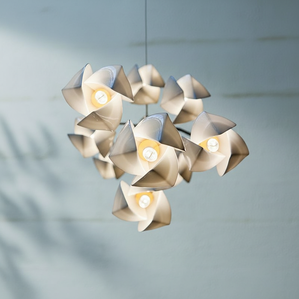 Luster Gaze Porcelain Petal Cascade Pendant Light - Background Shot