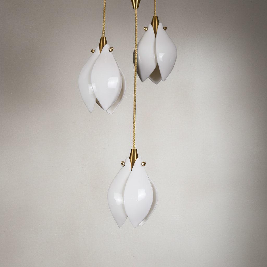 Luster Gaze Porcelain Petal Cascade Pendant Light - Background Shot