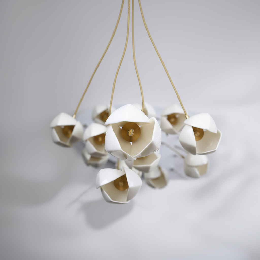 Luster Gaze Porcelain Petal Cascade Pendant Light - Background Shot
