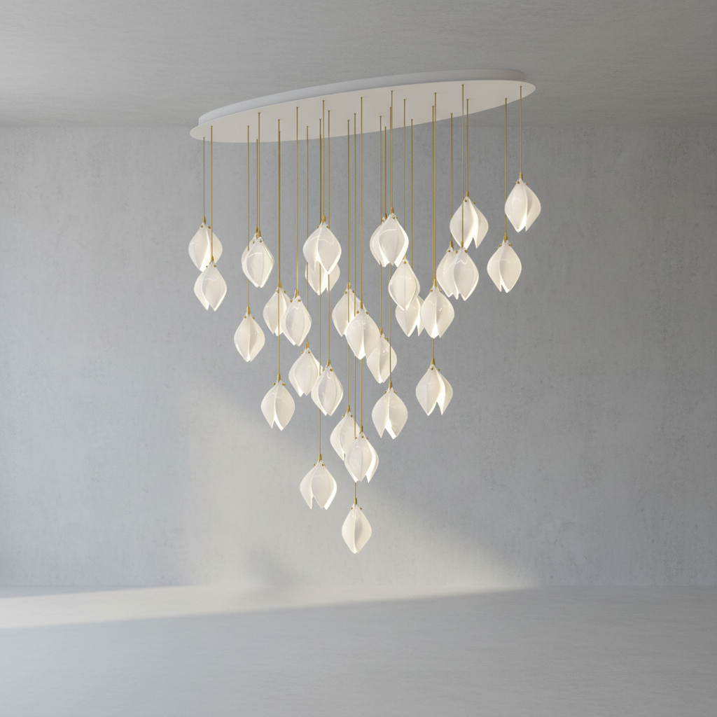 Luster Gaze Porcelain Petal Cascade Pendant Light - Background Shot
