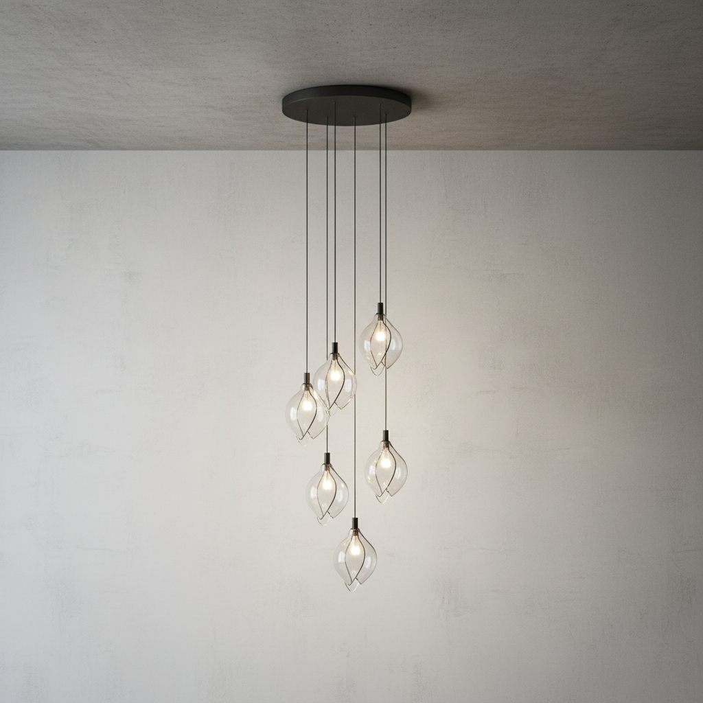 Luster Gaze Porcelain Petal Cascade Pendant Light - Background Shot
