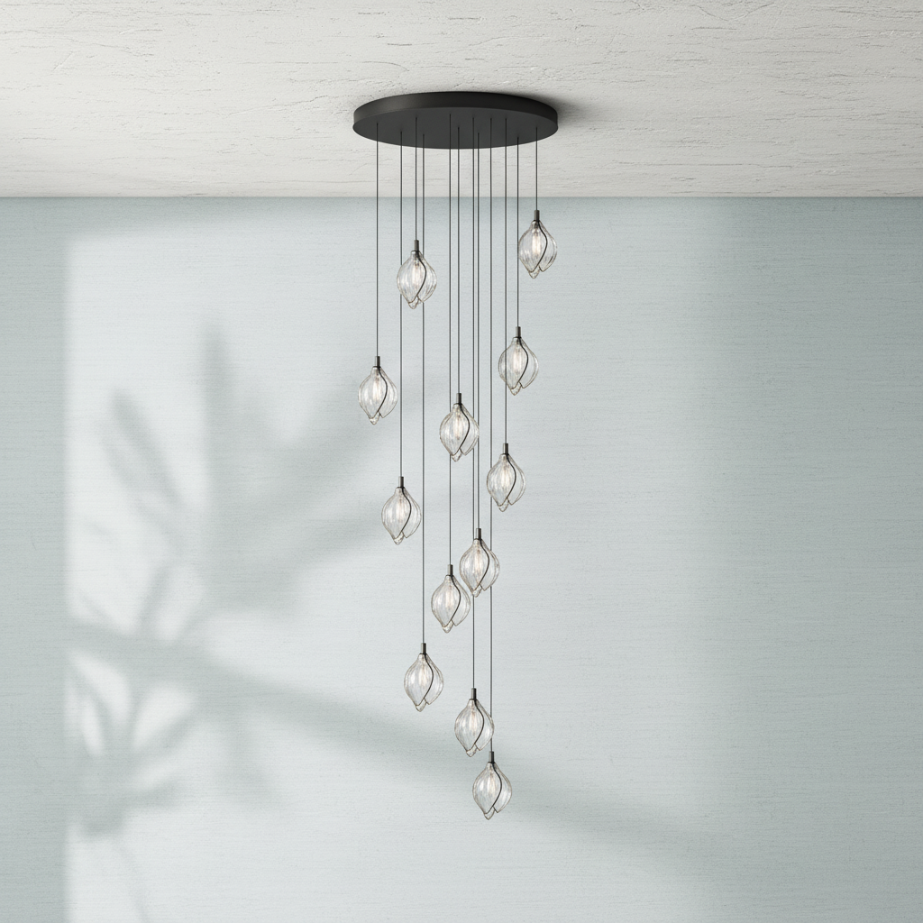 Luster Gaze Porcelain Petal Cascade Pendant Light - Background Shot