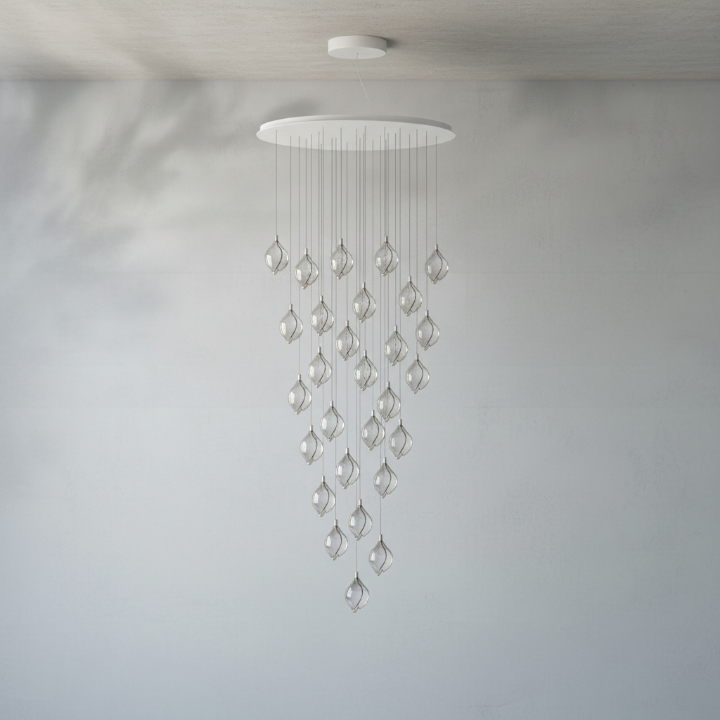 Luster Gaze Porcelain Petal Cascade Pendant Light - Background Shot