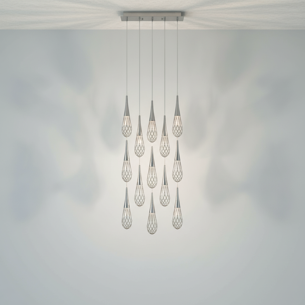 Luster Gaze Radiant Cascade Square LED Multi Pendant - Background Shot