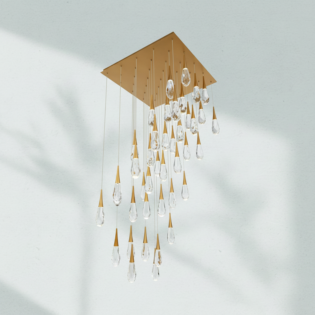 Luster Gaze Radiant Cascade Square LED Multi Pendant - Background Shot