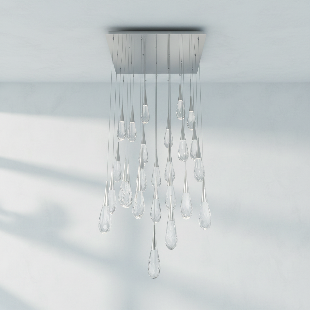Luster Gaze Radiant Cascade Square LED Multi Pendant - Background Shot