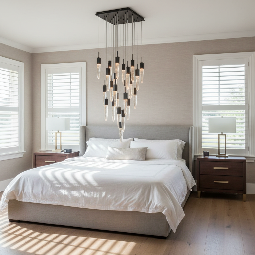 Luster Gaze Cosmic Radiance Round/Rectangle Crystal Pendant Chandelier - elegant American bedroom