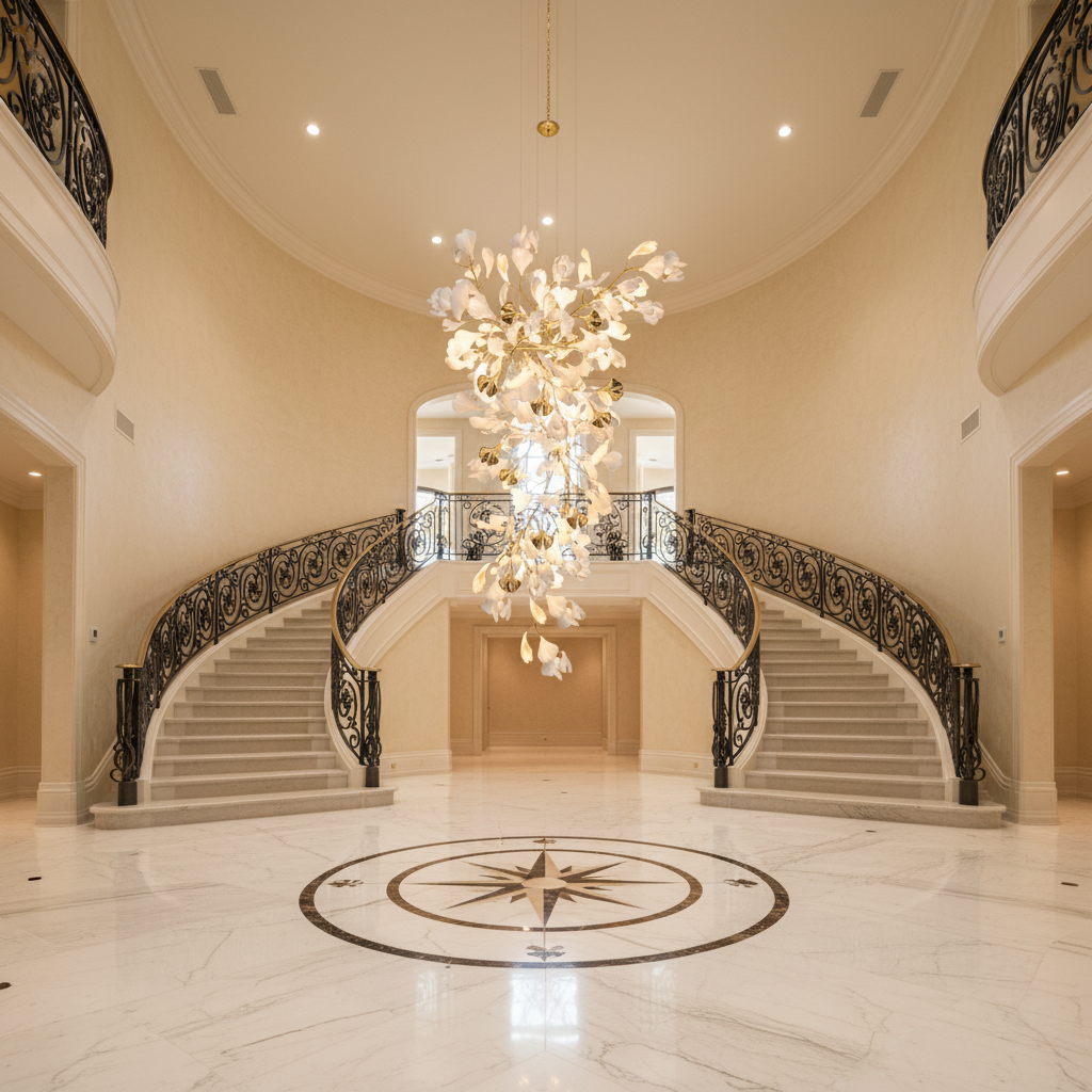 Luster Gaze Ginkgo Canopy Branch Chandelier - grand American foyer with two-story ceiling