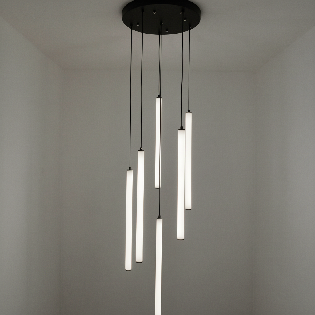 Luster Gaze Aura Streamline White LED Pendant - Background Shot