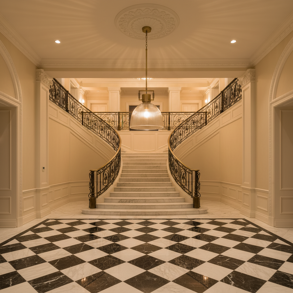 Luster Gaze Radiant Prism 1-Light Glass Pendant - grand American estate foyer