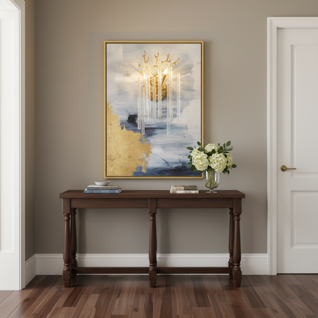 Luster Gaze Gilded Branch Crystal Wall Sconce - elegant American entryway