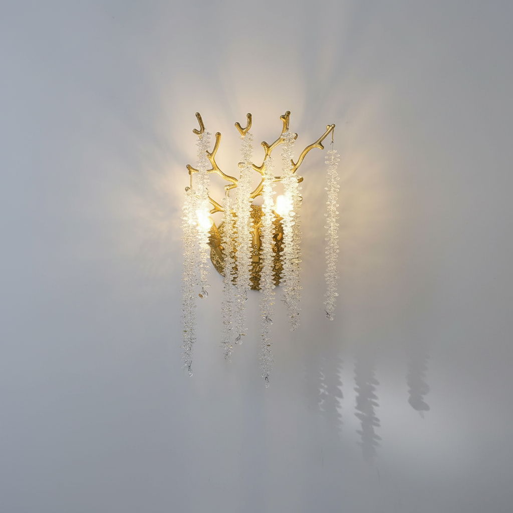 Luster Gaze Glimmer Bloom Crystal Gold Wall Sconce - Background Shot