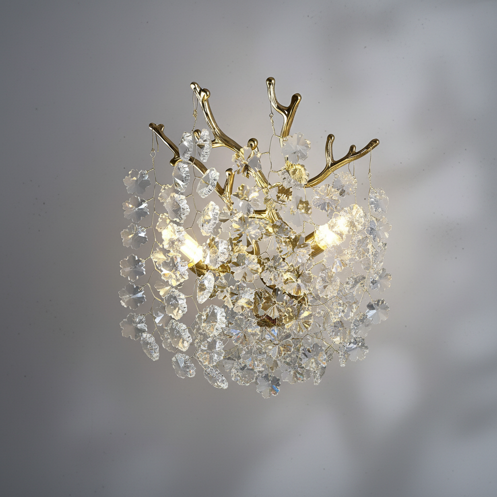 Luster Gaze Gilded Bloom 2-Light Crystal Wall Sconce - Background Shot