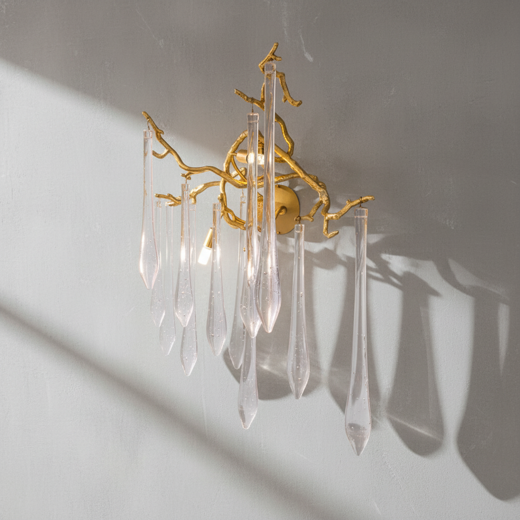 Luster Gaze Gilded Branch Crystal Wall Sconce - Background Shot