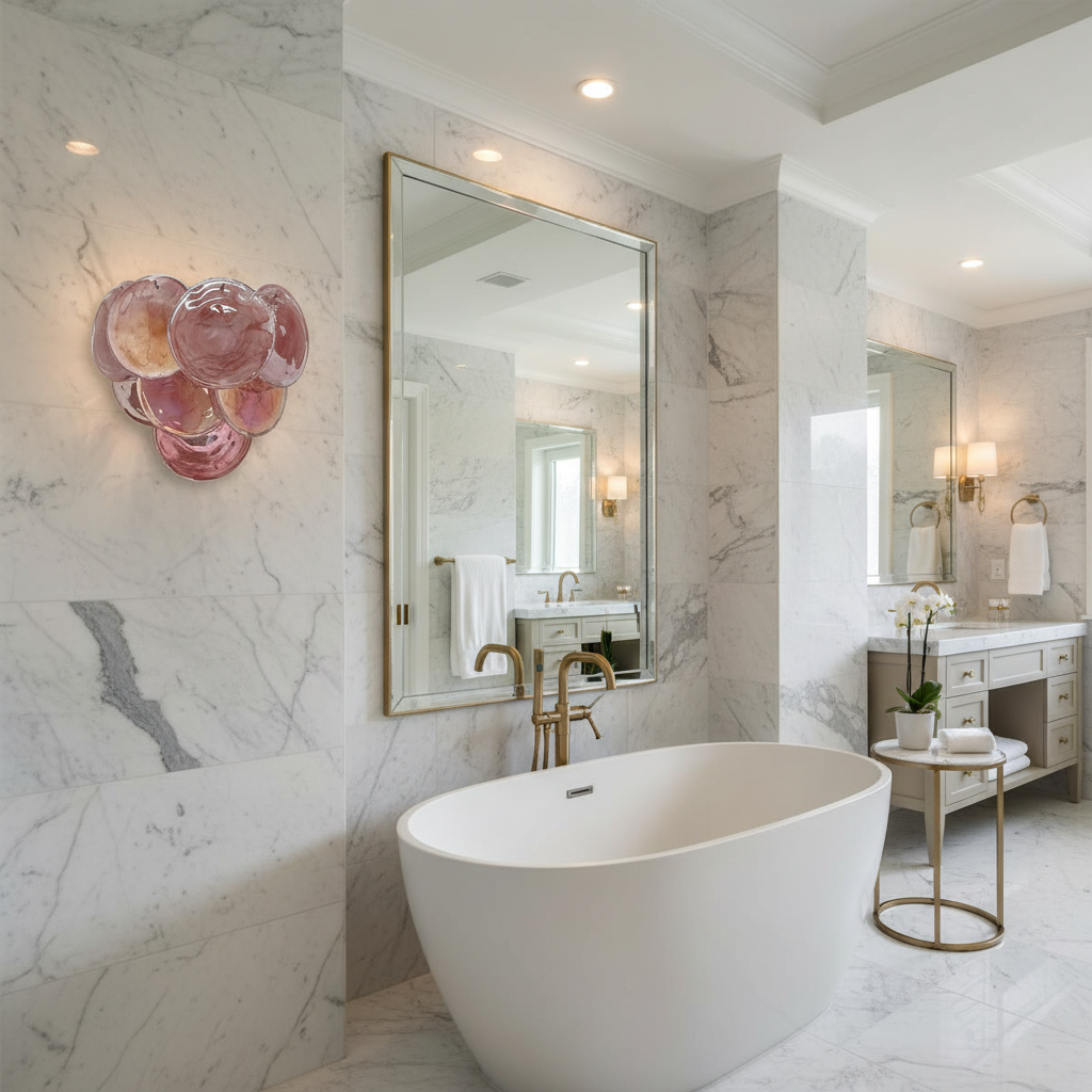 Luster Gaze Opulent Murano Glass Wall Sconce - luxury American master bathroom