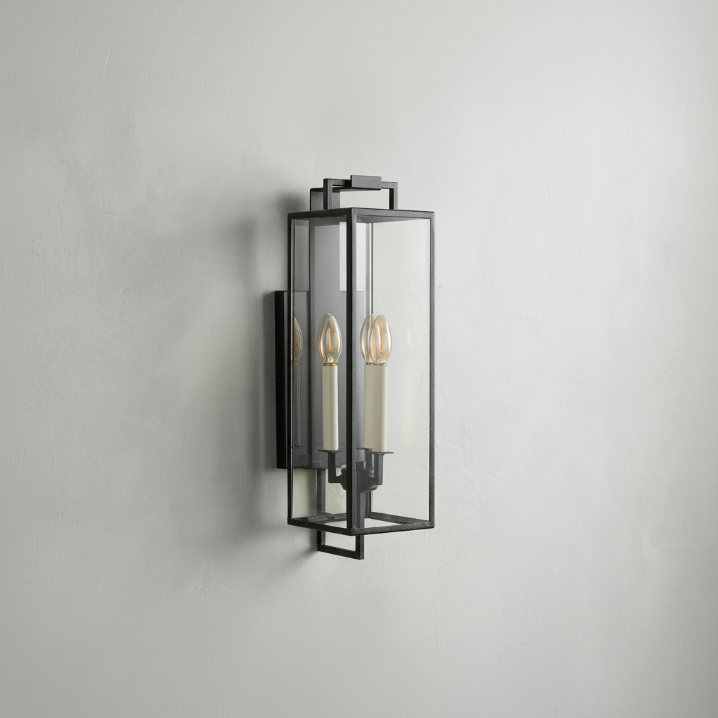 Luster Gaze Stately Iron Outdoor Wall Sconce - Background Shot