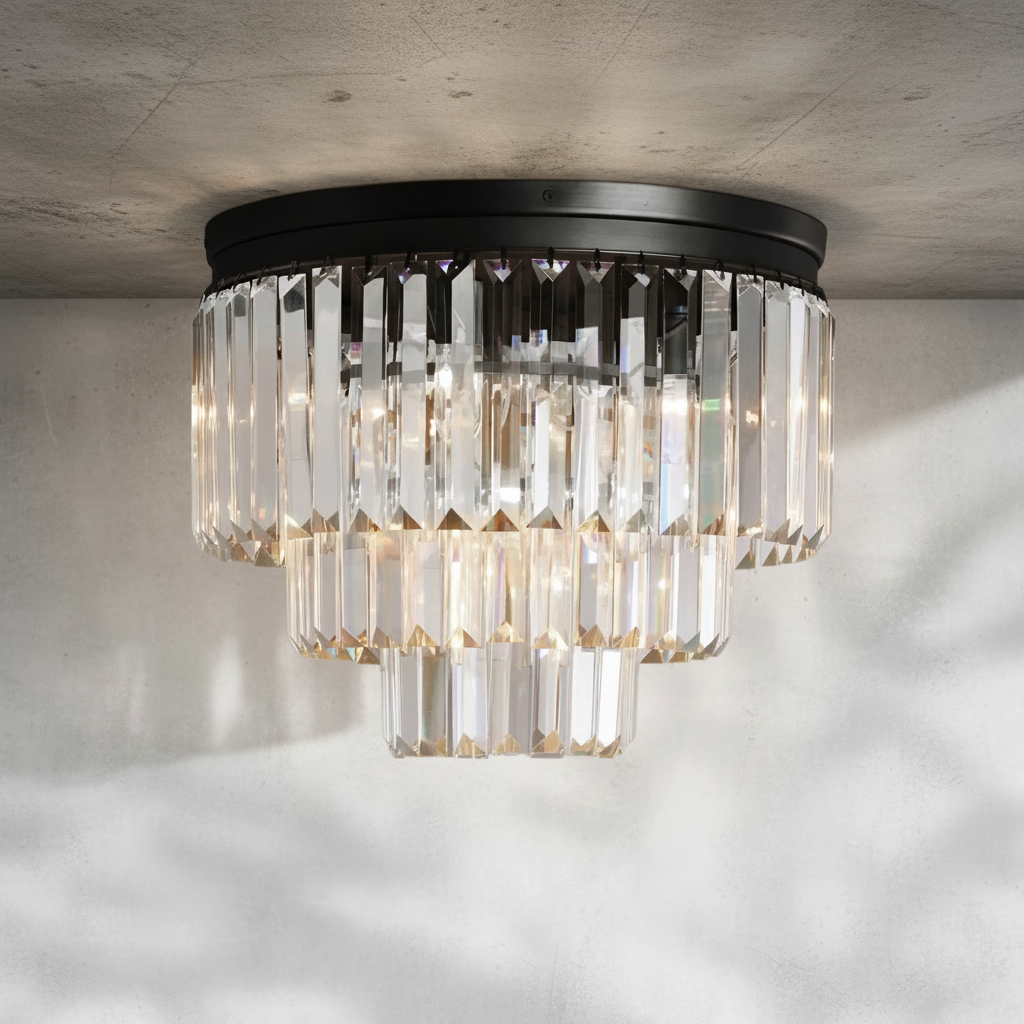 Luster Gaze Aura Radiance Faceted Glass Flushmount - Background Shot