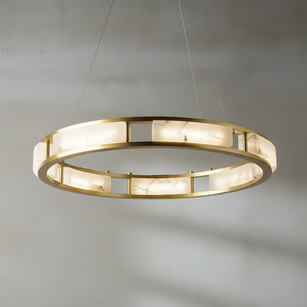 Luster Gaze Alabaster Grandeur Round Chandelier - Background Shot