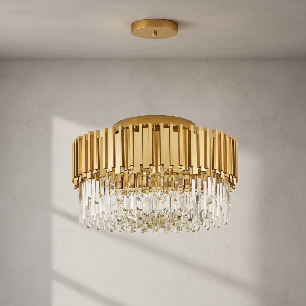 Luster Gaze Radiant Bloom Flush Mount Chandelier - Background Shot
