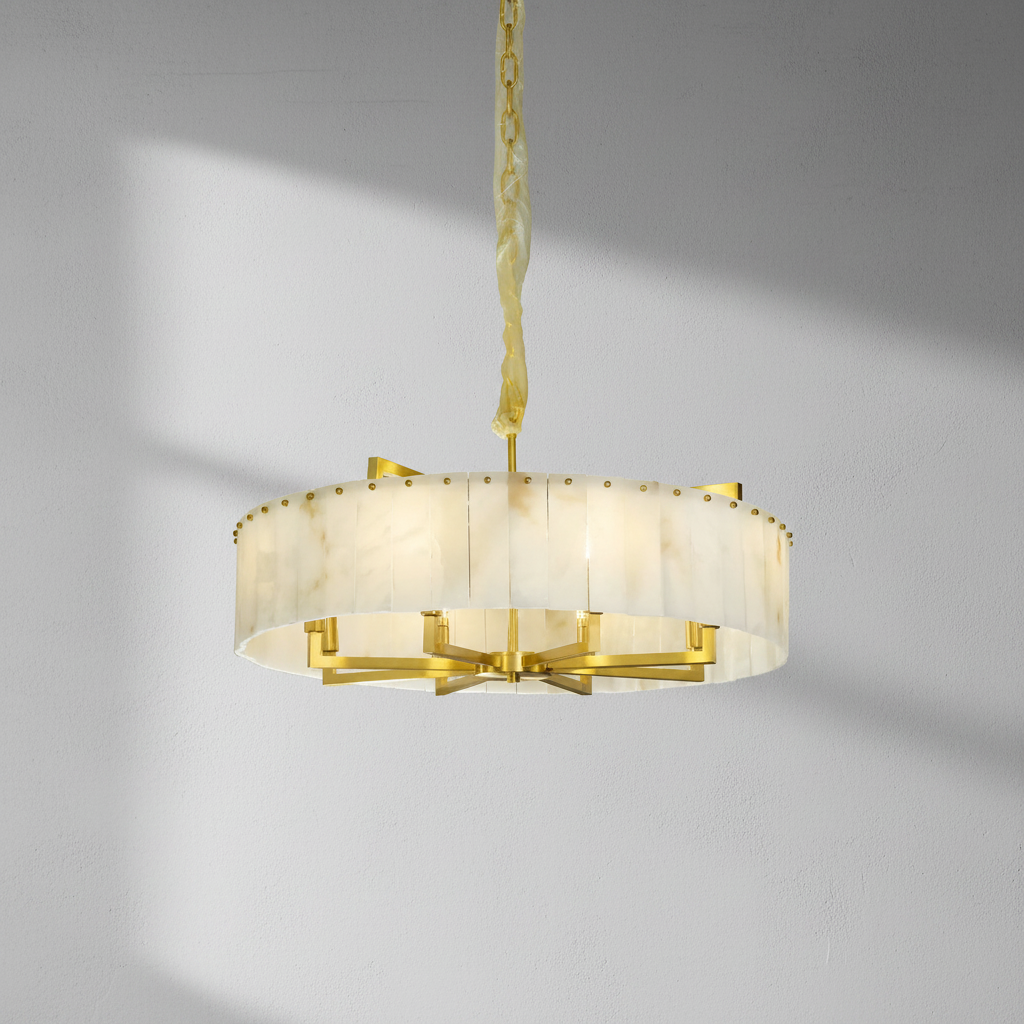 Luster Gaze Aura Alabaster Round Chandelier - Background Shot
