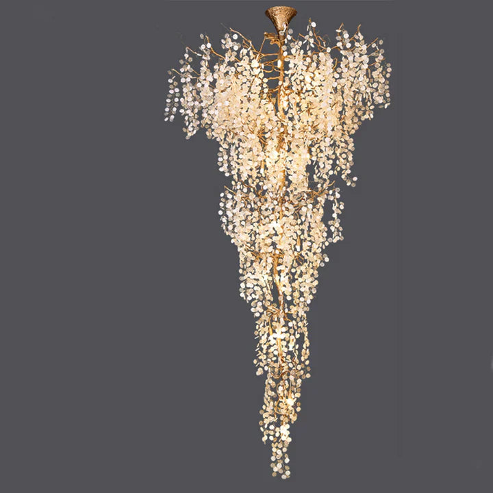 Luster Gaze Botanical Bloom Brass Semi-Flush Mount Chandelier - Background Shot