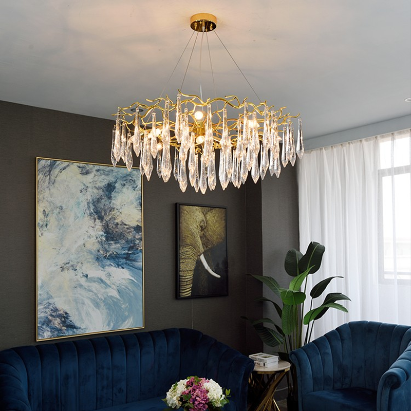 Luster Gaze Veridian Branch Crystal Chandelier - formal American dining room