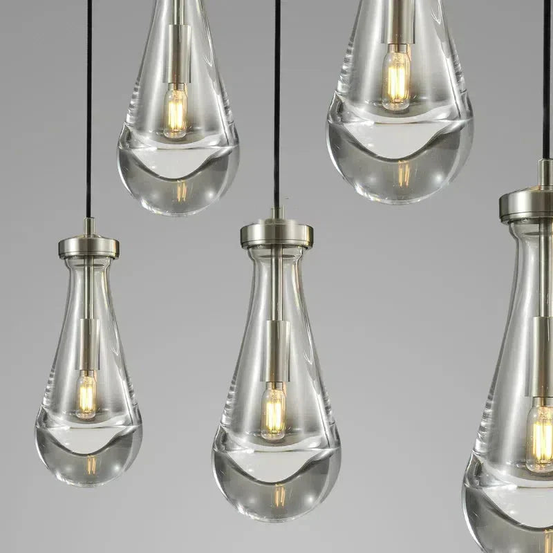 Raindrop Round Bedroom Chandelier 5 Lights 14"D