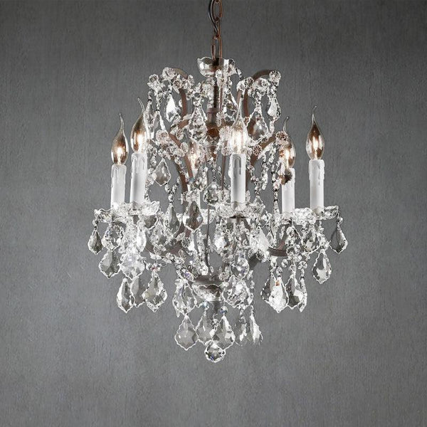 19th C. Rochelle Iron & Crystal Round Chandelier 18"