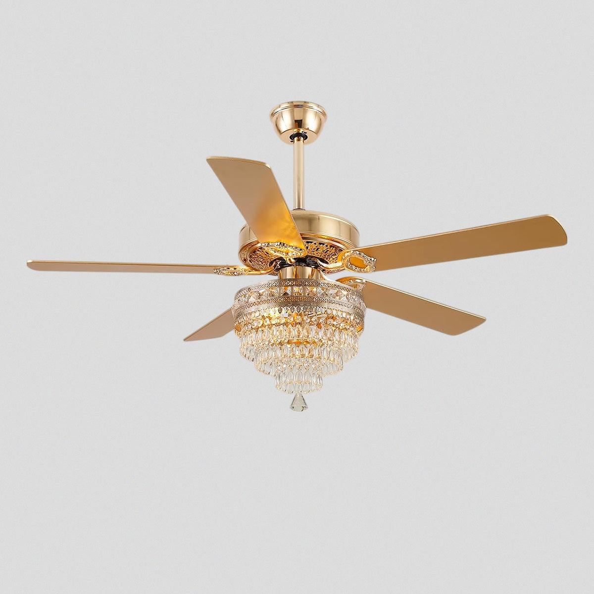 Noiseless Crystal Ceiling Fan Fandelier with Lights 52"