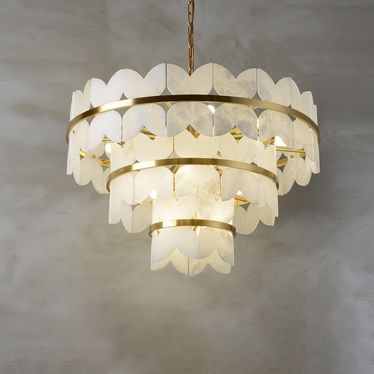 Alabaster Cloudscape Chandelier with 1/2 layer