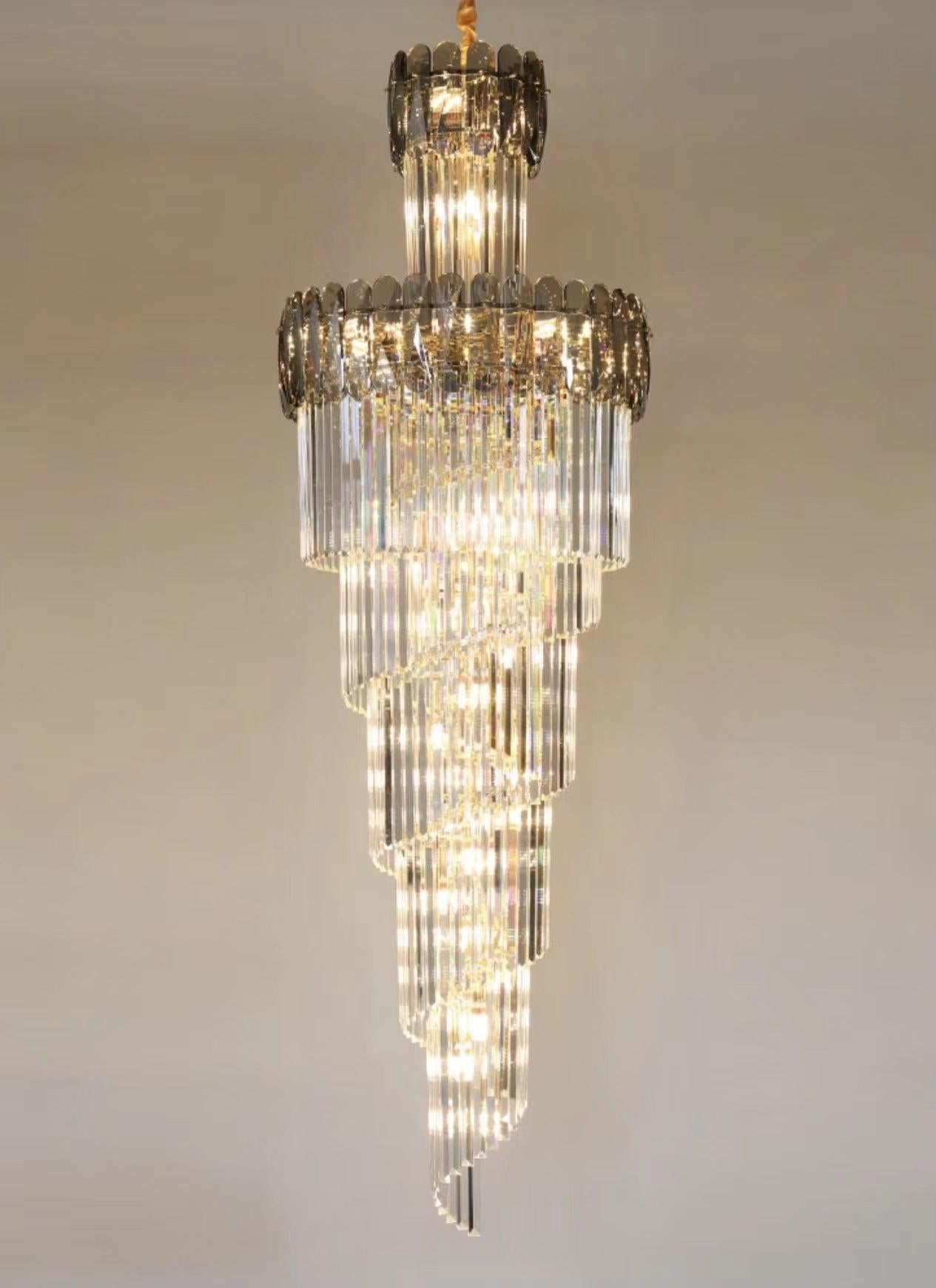 Luster Gaze Grand Lumina Spiral K9 Crystal Chandelier - Background Shot