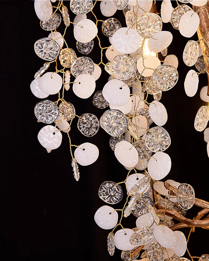 Luster Gaze Botanical Bloom Brass Semi-Flush Mount Chandelier - Background Shot