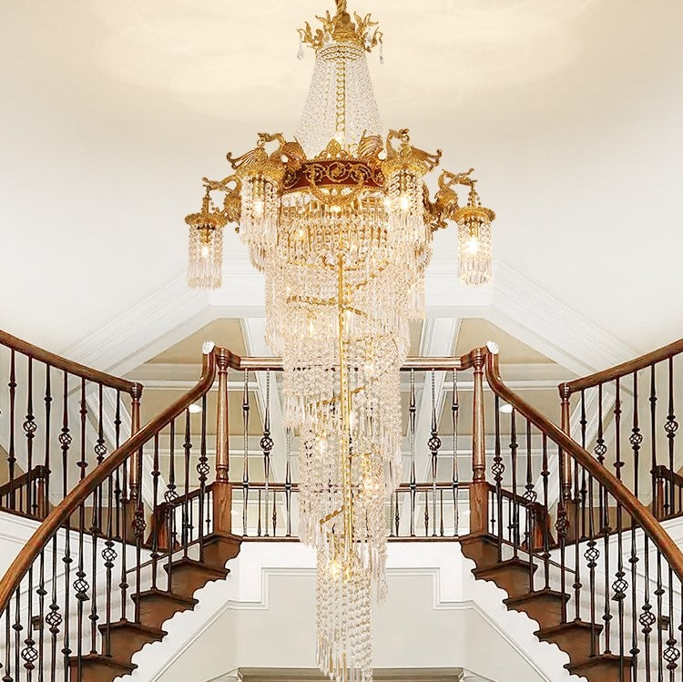 Luster Gaze Grand Lumina Brass Crystal Chandelier - grand American estate foyer