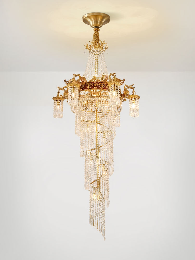 Luster Gaze Grand Lumina Brass Crystal Chandelier - Background Shot