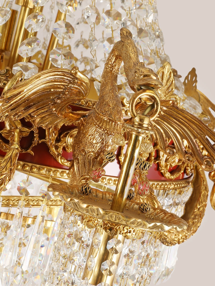 Luster Gaze Grand Lumina Brass Crystal Chandelier - Background Shot