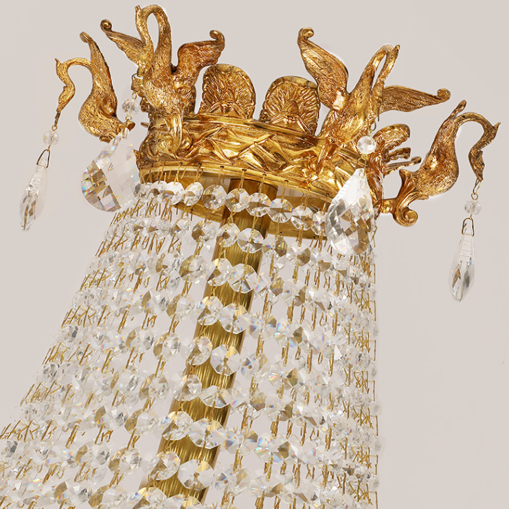 Luster Gaze Grand Lumina Brass Crystal Chandelier - Background Shot