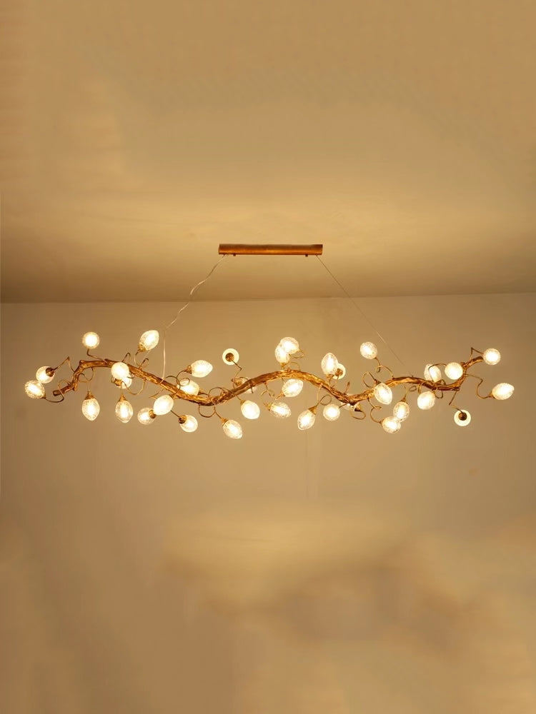 Luster Gaze Veridian Branch LED Chandelier with Clear Seedy Glass - Background Shot