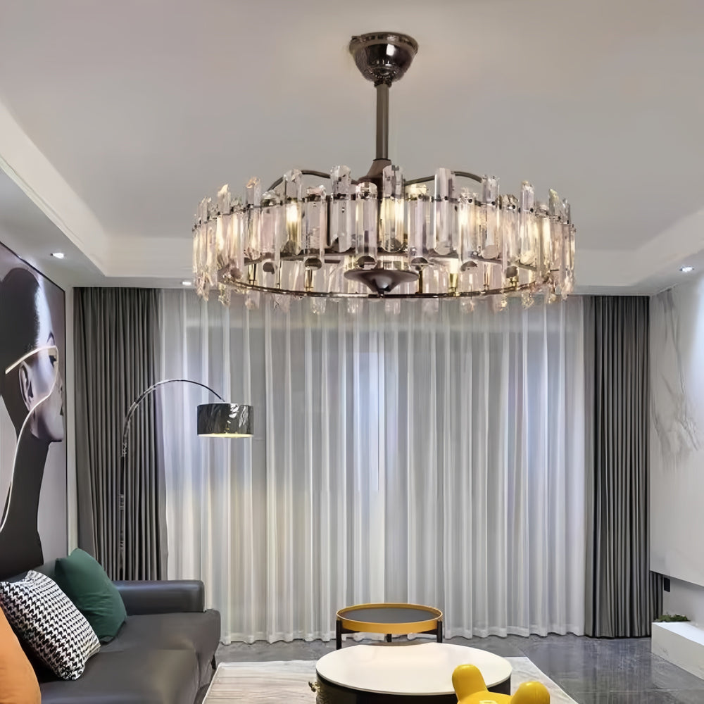 New Modern Invisible Fan Light Candle Crystal Chandelier