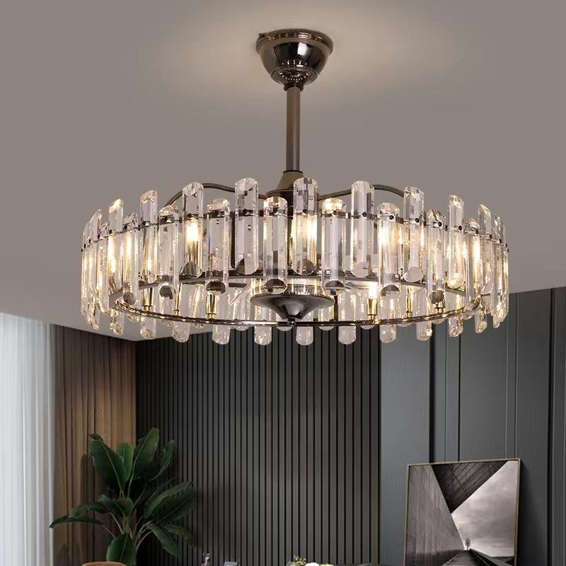New Modern Invisible Fan Light Candle Crystal Chandelier