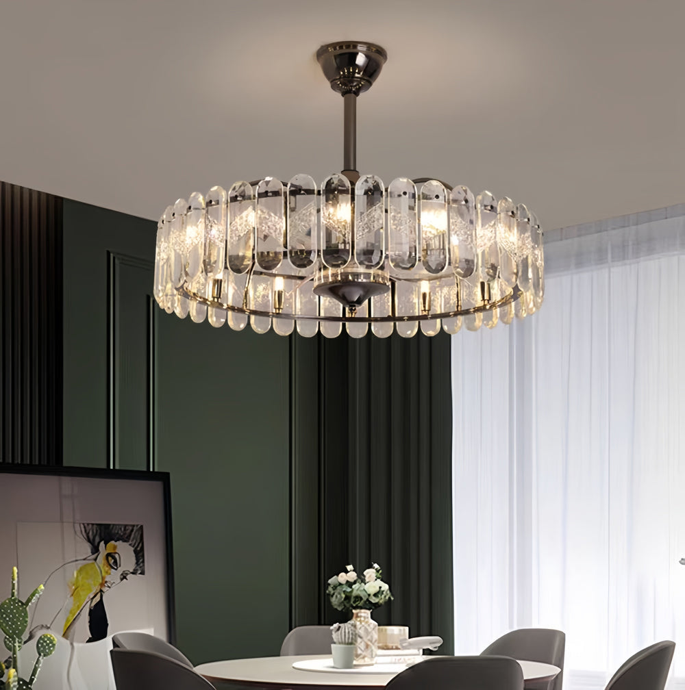 New Modern Invisible Fan Light Candle Crystal Chandelier