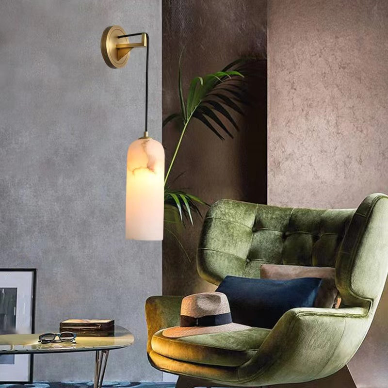 Louise Modern Alabaster Wall Sconce, Wall Lamp For Living Room,Bedroom Wall Light Fixtures Luster Gaze