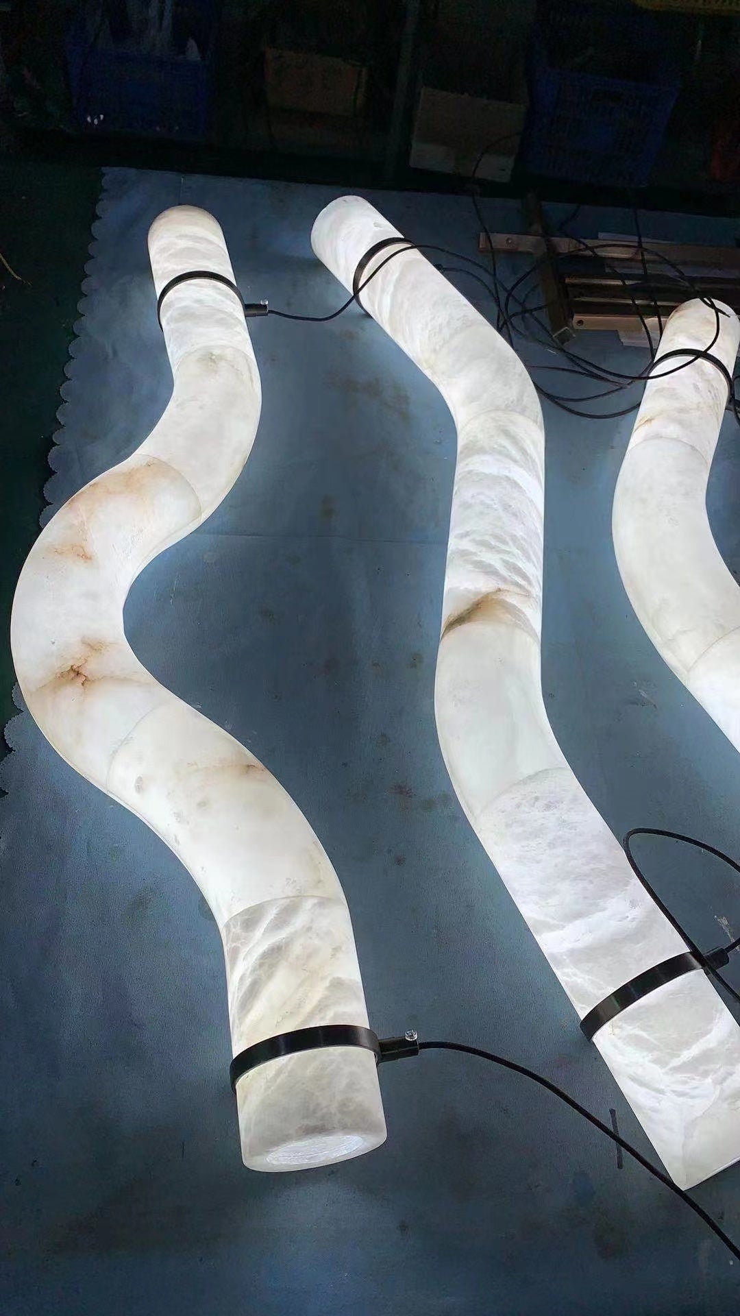 Alabaster Curved Chandelier Herman Lighting